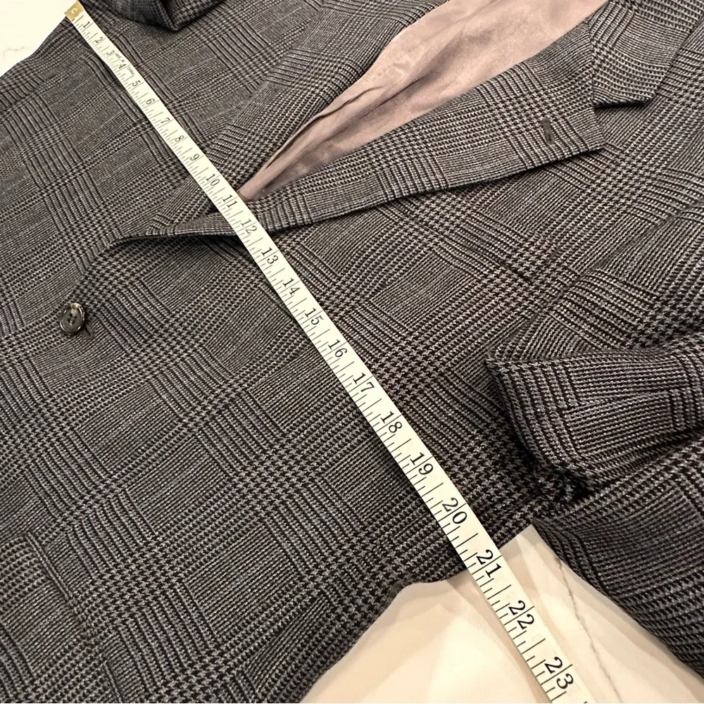 Lauren Ralph Lauren Mens Gray Plaid Wool Blazer Size 42R Sport Coat Jacket